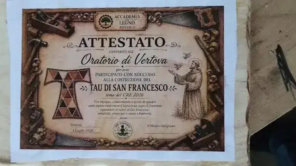 L’attestato dedicato alla costruzione del TAU di San Francesco per il tema CRE 2026.